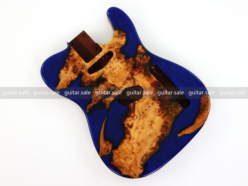 One-of-a-Kind Burl Wood Veneer Epoxy Resin Tele Style Electric Guitar Body (BE-019)