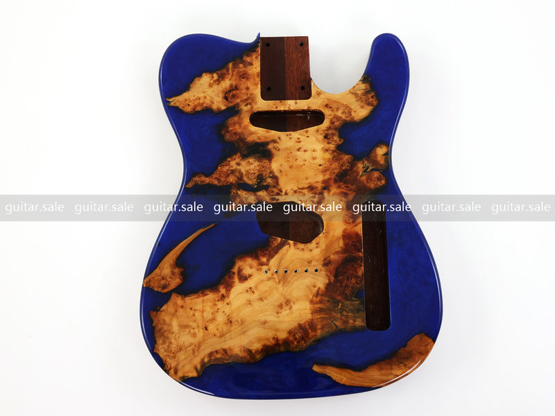 One-of-a-Kind Burl Wood Veneer Epoxy Resin Tele Style Electric Guitar Body (BE-019)