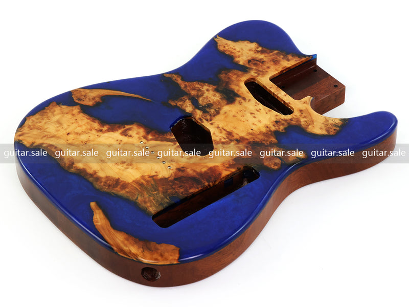 One-of-a-Kind Burl Wood Veneer Epoxy Resin Tele Style Electric Guitar Body (BE-019)