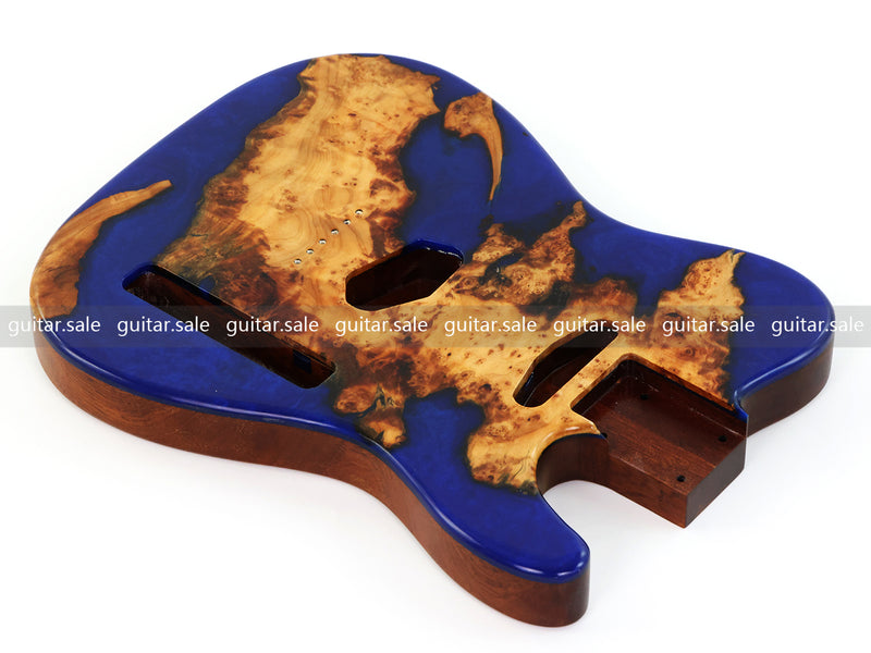 One-of-a-Kind Burl Wood Veneer Epoxy Resin Tele Style Electric Guitar Body (BE-019)