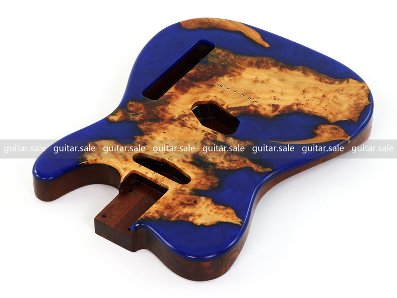 One-of-a-Kind Burl Wood Veneer Epoxy Resin Tele Style Electric Guitar Body (BE-019)