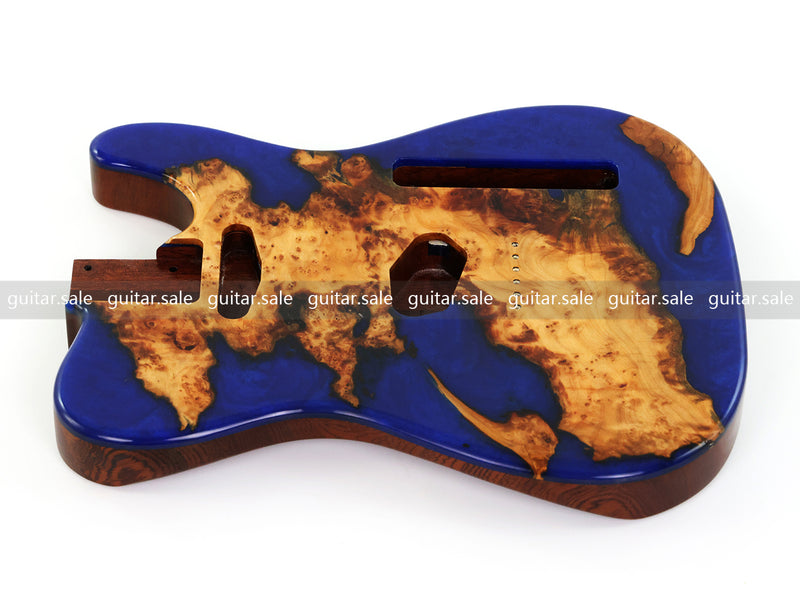 One-of-a-Kind Burl Wood Veneer Epoxy Resin Tele Style Electric Guitar Body (BE-019)