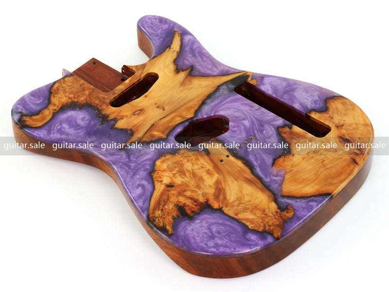 One-of-a-Kind Burl Wood Veneer Epoxy Resin Tele Style Electric Guitar Body (BE-020)