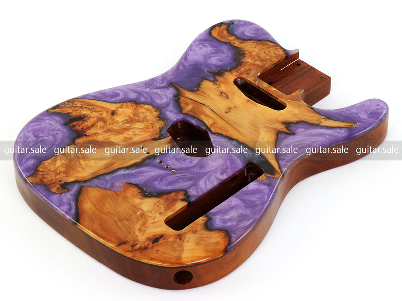 One-of-a-Kind Burl Wood Veneer Epoxy Resin Tele Style Electric Guitar Body (BE-020)