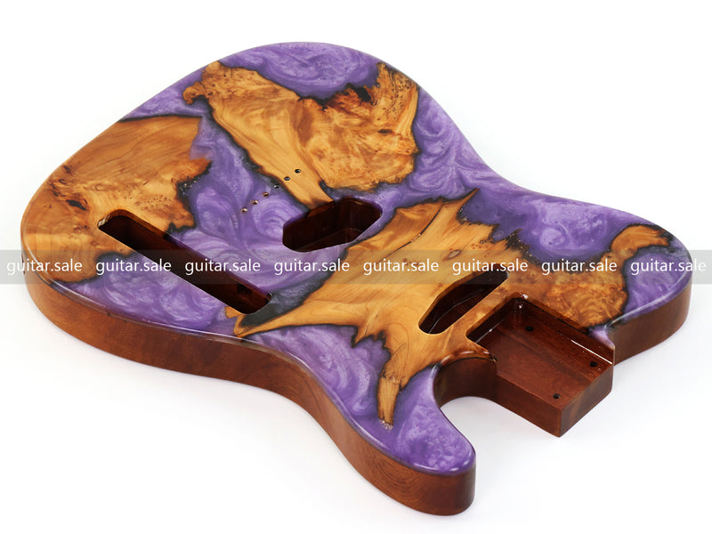 One-of-a-Kind Burl Wood Veneer Epoxy Resin Tele Style Electric Guitar Body (BE-020)