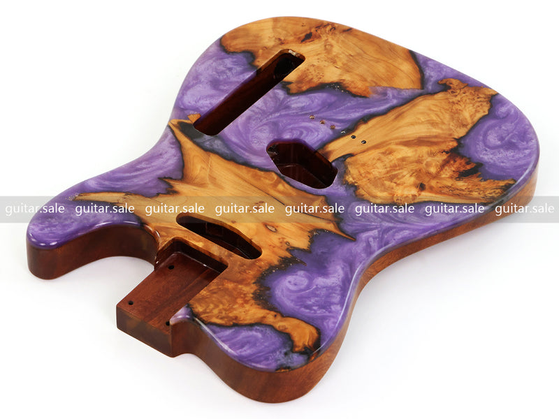 One-of-a-Kind Burl Wood Veneer Epoxy Resin Tele Style Electric Guitar Body (BE-020)