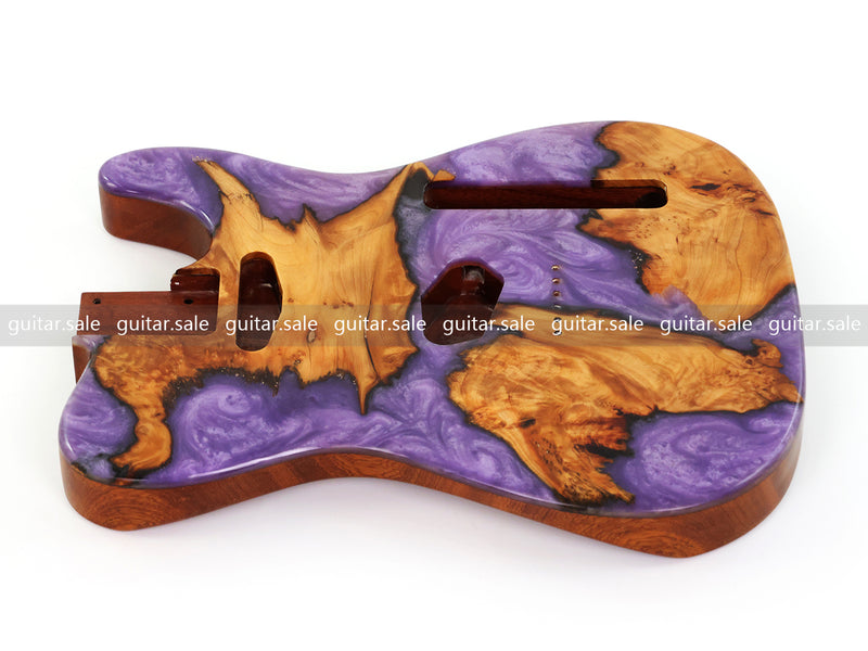One-of-a-Kind Burl Wood Veneer Epoxy Resin Tele Style Electric Guitar Body (BE-020)