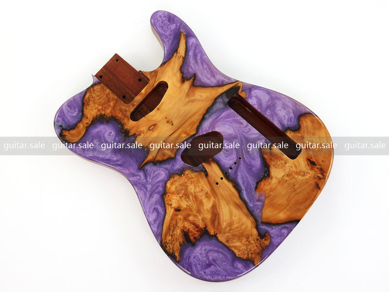 One-of-a-Kind Burl Wood Veneer Epoxy Resin Tele Style Electric Guitar Body (BE-020)