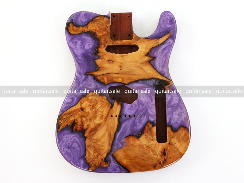 One-of-a-Kind Burl Wood Veneer Epoxy Resin Tele Style Electric Guitar Body (BE-020)