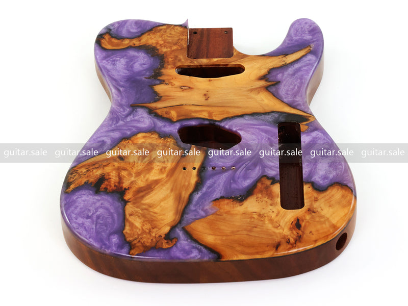 One-of-a-Kind Burl Wood Veneer Epoxy Resin Tele Style Electric Guitar Body (BE-020)