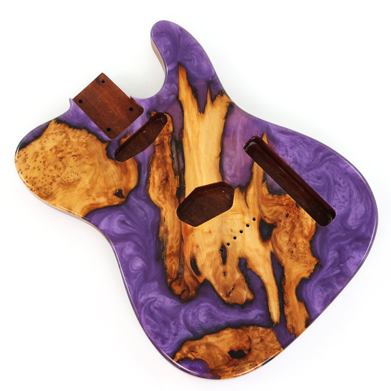 One-of-a-Kind Burl Wood Veneer Epoxy Resin Tele Style Electric Guitar Body (BE-021)