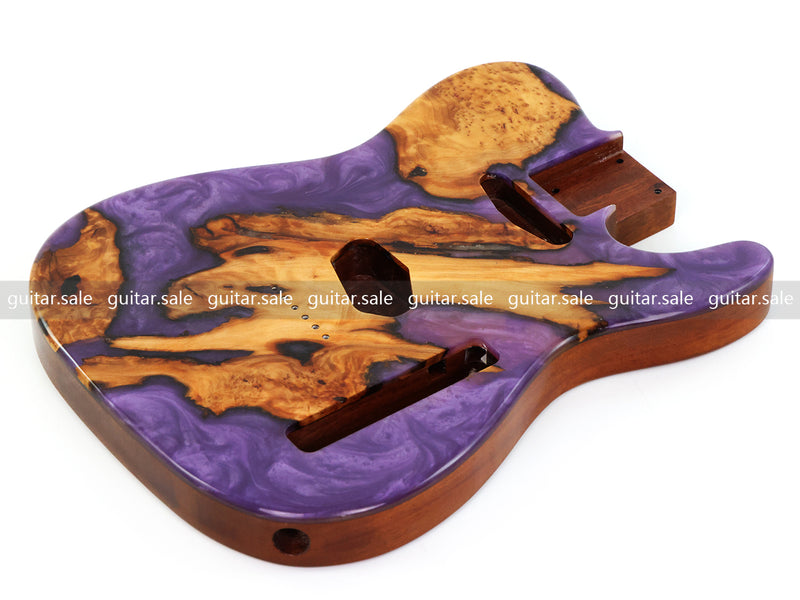 One-of-a-Kind Burl Wood Veneer Epoxy Resin Tele Style Electric Guitar Body (BE-021)