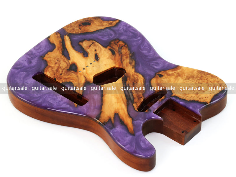 One-of-a-Kind Burl Wood Veneer Epoxy Resin Tele Style Electric Guitar Body (BE-021)