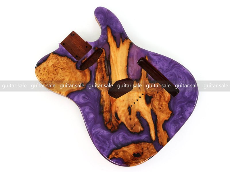One-of-a-Kind Burl Wood Veneer Epoxy Resin Tele Style Electric Guitar Body (BE-021)