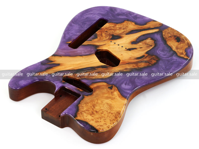 One-of-a-Kind Burl Wood Veneer Epoxy Resin Tele Style Electric Guitar Body (BE-021)