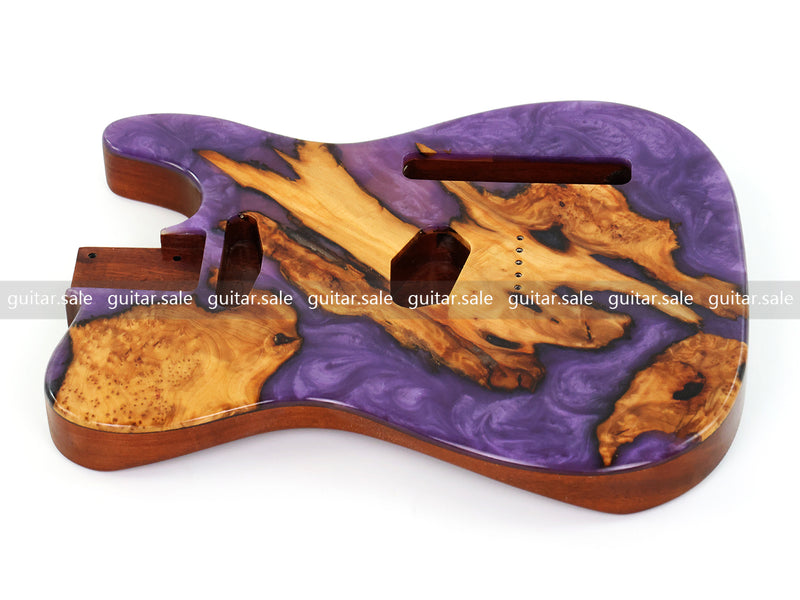 One-of-a-Kind Burl Wood Veneer Epoxy Resin Tele Style Electric Guitar Body (BE-021)