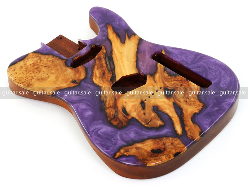 One-of-a-Kind Burl Wood Veneer Epoxy Resin Tele Style Electric Guitar Body (BE-021)