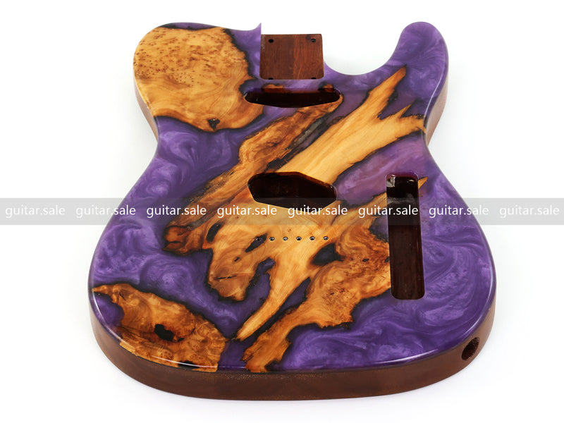 One-of-a-Kind Burl Wood Veneer Epoxy Resin Tele Style Electric Guitar Body (BE-021)