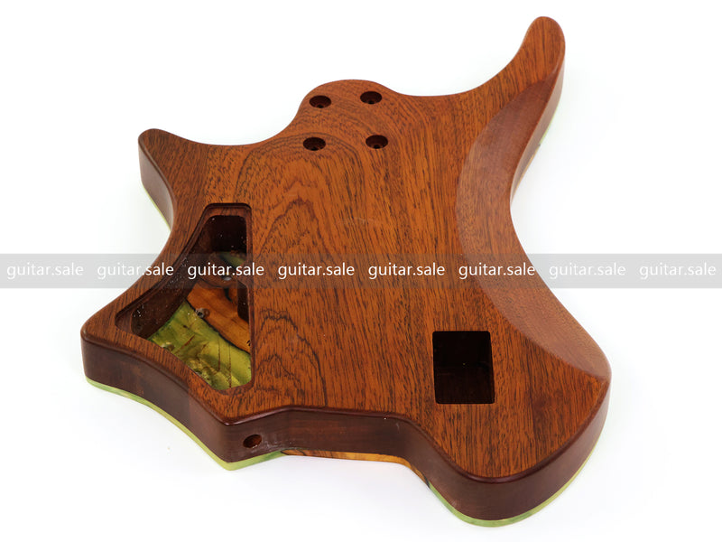 One-of-a-Kind Burl Wood Veneer Epoxy Resin 4 String Headless Electric Bass Guitar Body (H4B-004)