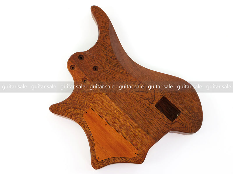 One-of-a-Kind Burl Wood Veneer Epoxy Resin 4 String Headless Electric Bass Guitar Body (H4B-005)