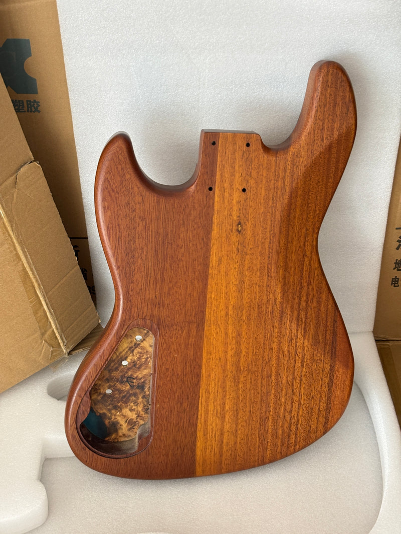 One-of-a-Kind Burl Wood Veneer Epoxy Resin Jazz Bass Style Electric Bass Guitar Body (JBE-001)