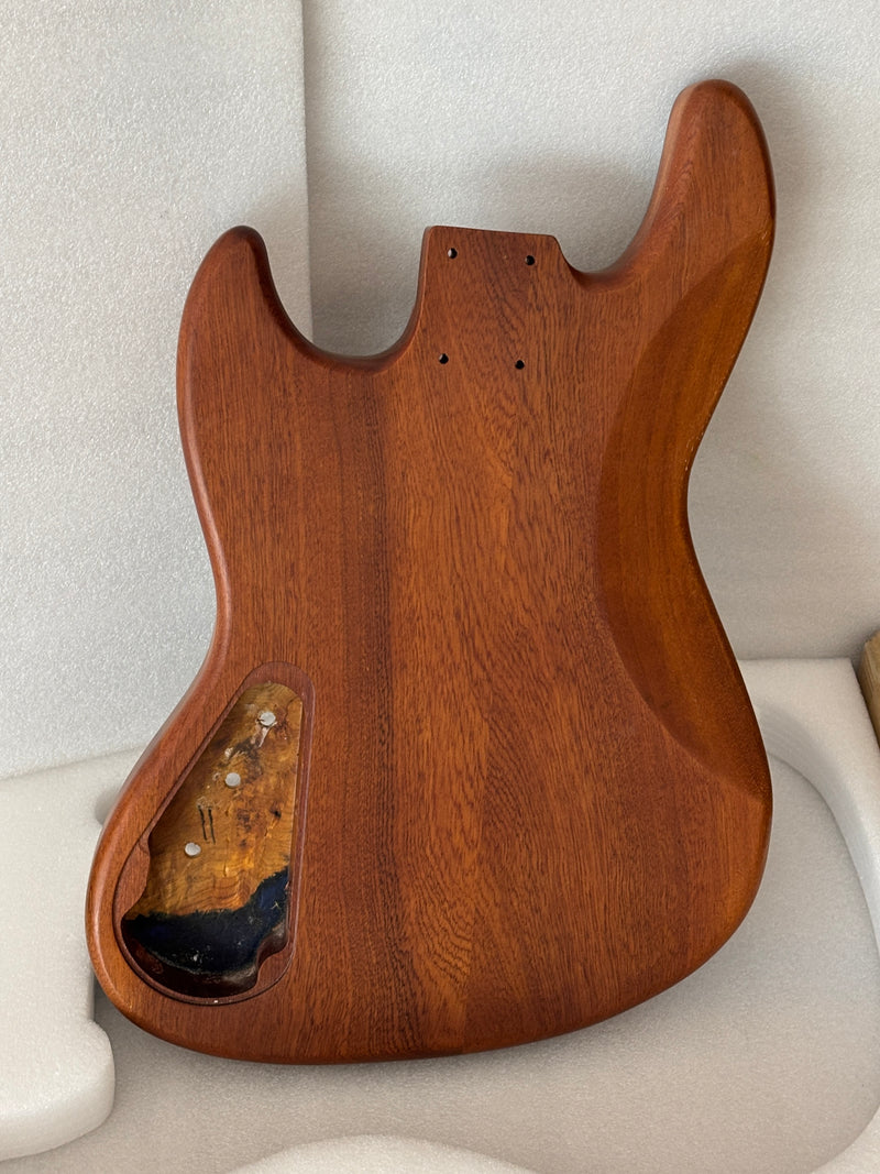 One-of-a-Kind Burl Wood Veneer Epoxy Resin Jazz Bass Style Electric Bass Guitar Body (JBE-005)