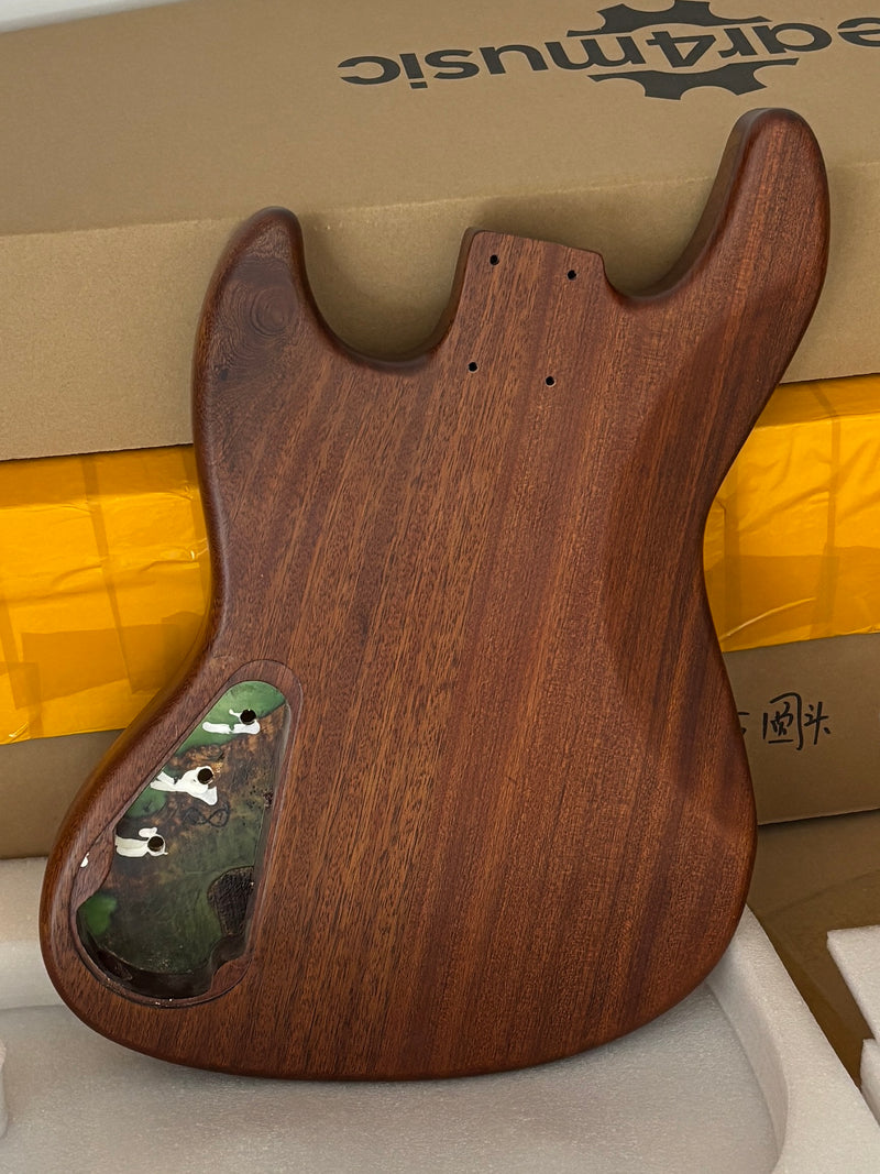 One-of-a-Kind Burl Wood Veneer Epoxy Resin Jazz Bass Style Electric Bass Guitar Body (JBE-008)