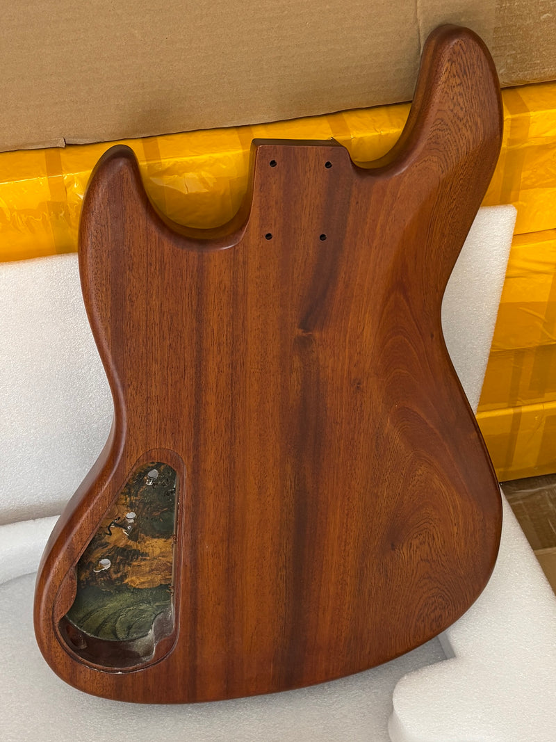 One-of-a-Kind Burl Wood Veneer Epoxy Resin Jazz Bass Style Electric Bass Guitar Body (JBE-010)