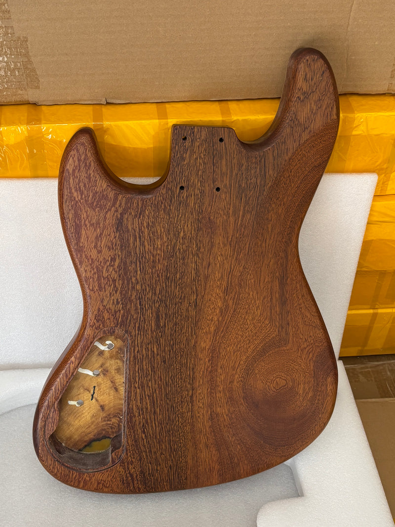 One-of-a-Kind Burl Wood Veneer Epoxy Resin Jazz Bass Style Electric Bass Guitar Body (JBE-012)