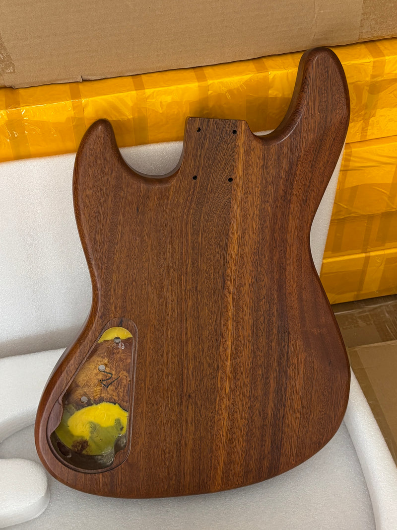 One-of-a-Kind Burl Wood Veneer Epoxy Resin Jazz Bass Style Electric Bass Guitar Body (JBE-013)