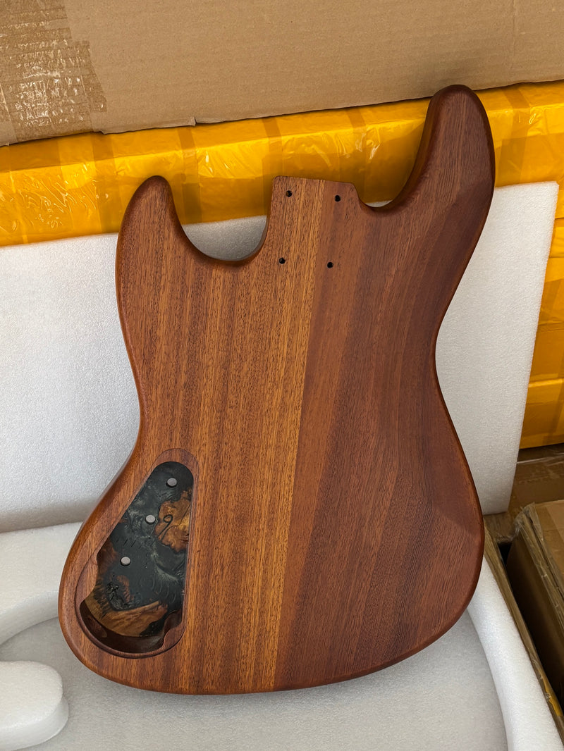 One-of-a-Kind Burl Wood Veneer Epoxy Resin Jazz Bass Style Electric Bass Guitar Body (JBE-015)