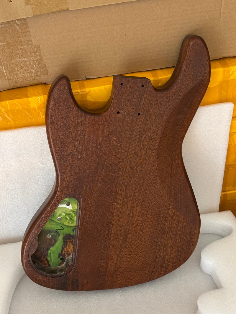 One-of-a-Kind Burl Wood Veneer Epoxy Resin Jazz Bass Style Electric Bass Guitar Body (JBE-016)