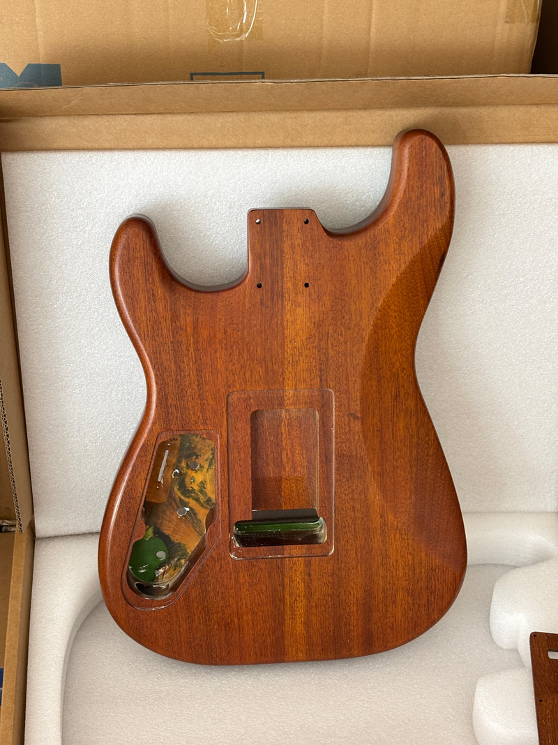 One-of-a-Kind Burl Wood Veneer Epoxy Resin ST Style Electric Guitar Body (SBE-018)
