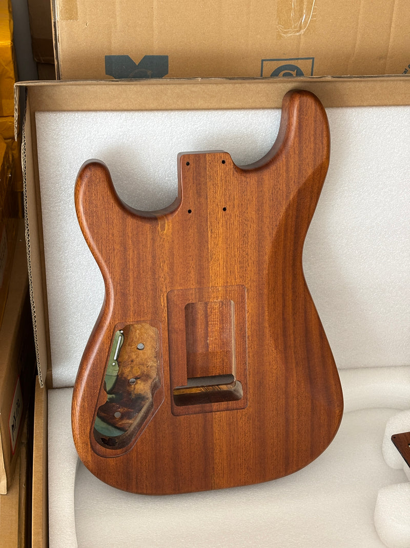 One-of-a-Kind Burl Wood Veneer Epoxy Resin ST Style Electric Guitar Body (SBE-020)