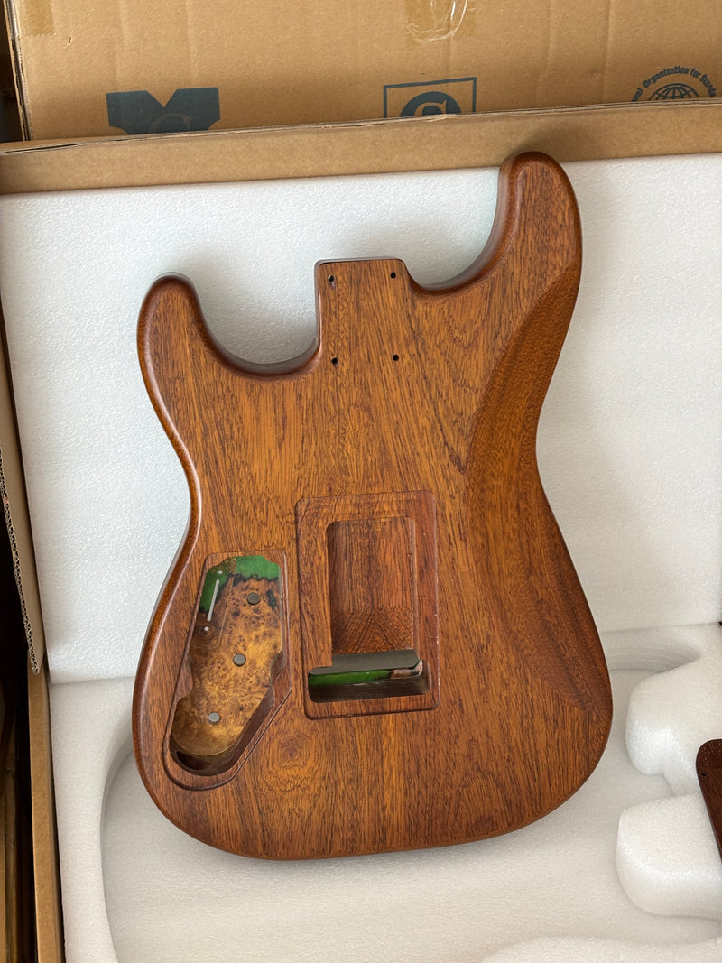 One-of-a-Kind Burl Wood Veneer Epoxy Resin ST Style Electric Guitar Body (SBE-023)