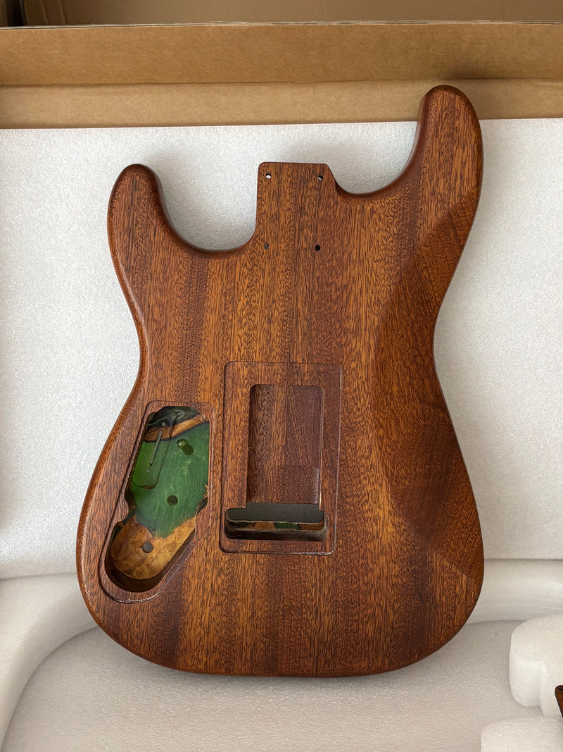One-of-a-Kind Burl Wood Veneer Epoxy Resin ST Style Electric Guitar Body (SBE-025)