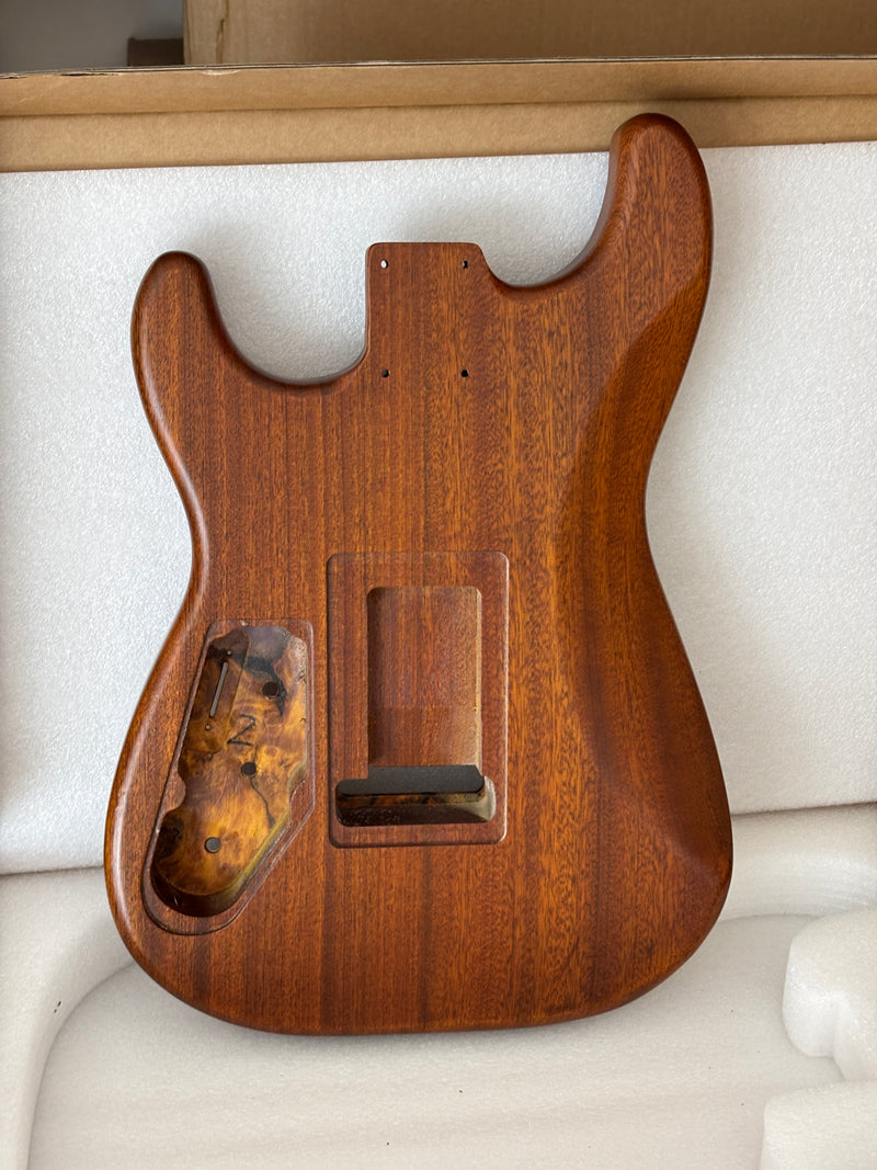 One-of-a-Kind Burl Wood Veneer Epoxy Resin ST Style Electric Guitar Body (SBE-026)