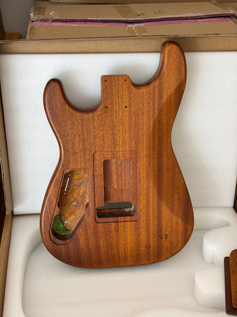 One-of-a-Kind Burl Wood Veneer Epoxy Resin ST Style Electric Guitar Body (SBE-027)