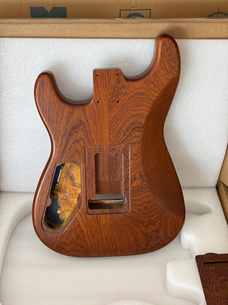 One-of-a-Kind Burl Wood Veneer Epoxy Resin ST Style Electric Guitar Body (SBE-032)