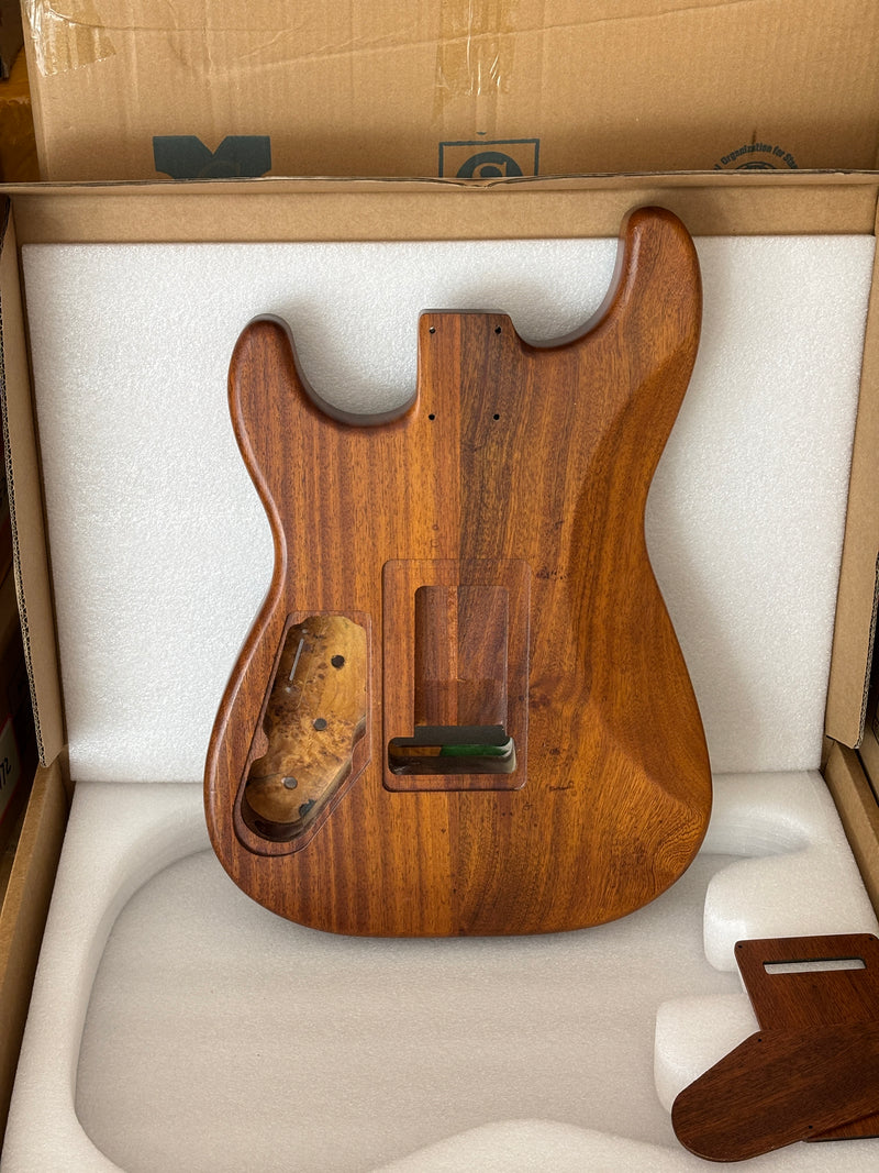 One-of-a-Kind Burl Wood Veneer Epoxy Resin ST Style Electric Guitar Body (SBE-034)