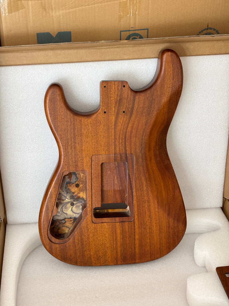 One-of-a-Kind Burl Wood Veneer Epoxy Resin ST Style Electric Guitar Body (SBE-035)