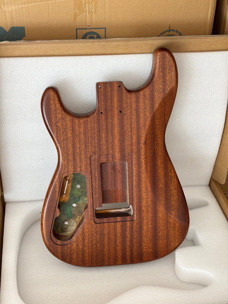 One-of-a-Kind Burl Wood Veneer Epoxy Resin ST Style Electric Guitar Body (SBE-037)