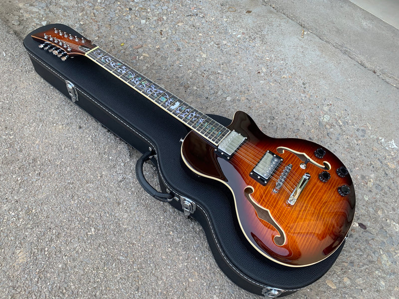 12-String Semi-Hollow Body Electric Guitar with Flamed Maple Top (YMZ-230)