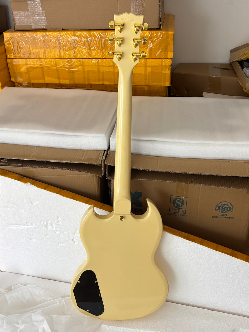 SG Style Electric Guitar with Gold Maestro Vibrola Tailpiece (PHY-528)