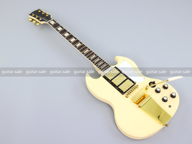 SG Style Electric Guitar with Gold Maestro Vibrola Tailpiece (PHY-528)