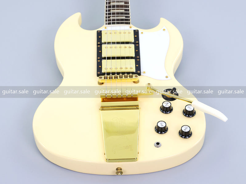 SG Style Electric Guitar with Gold Maestro Vibrola Tailpiece (PHY-528)