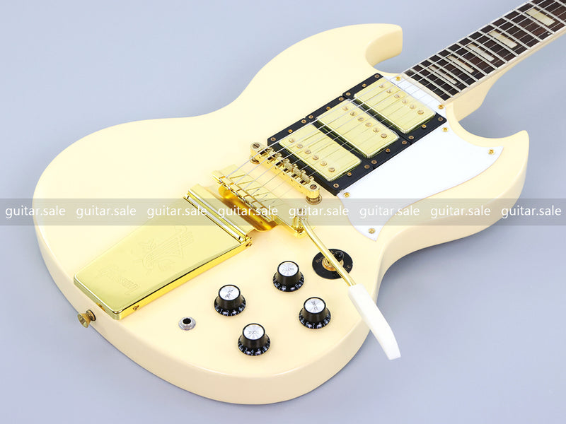 SG Style Electric Guitar with Gold Maestro Vibrola Tailpiece (PHY-528)