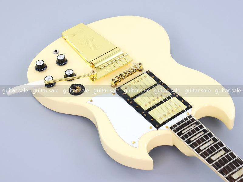 SG Style Electric Guitar with Gold Maestro Vibrola Tailpiece (PHY-528)