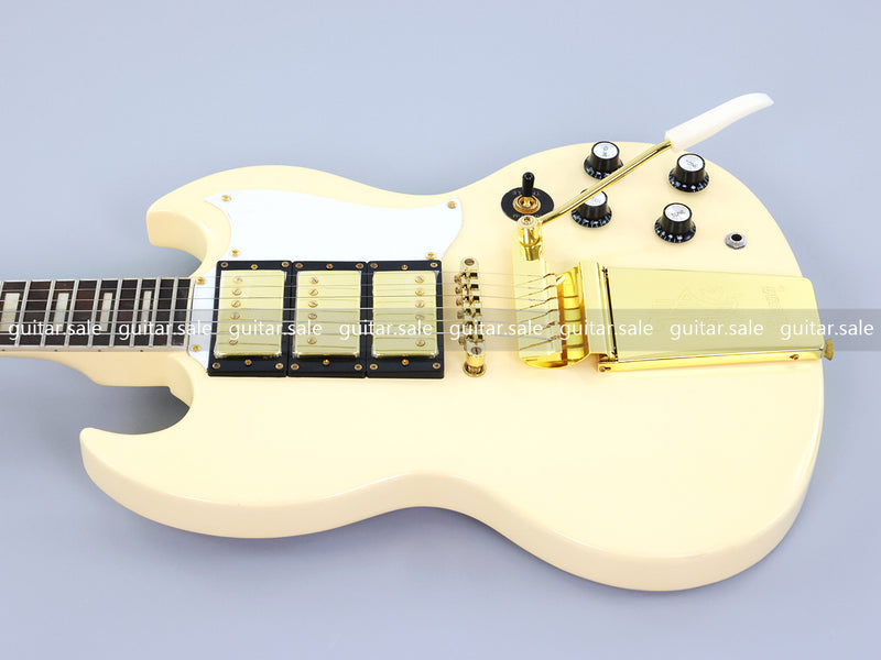 SG Style Electric Guitar with Gold Maestro Vibrola Tailpiece (PHY-528)