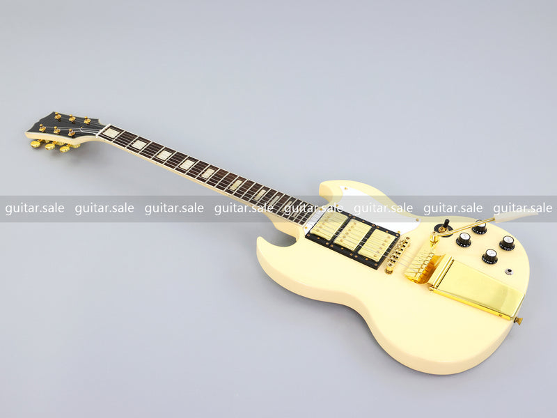 SG Style Electric Guitar with Gold Maestro Vibrola Tailpiece (PHY-528)